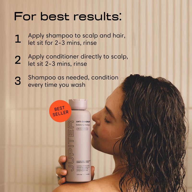 Jupiter Anti Dandruff Shampoo & Conditioner for Men & Women for Flaky, Itchy, Oily & Dry Scalp - Nourishes Scalp and Reduces Breakage & Flakes - Color-Safe, Sulfate-Free, Paraben-Free - Image 4