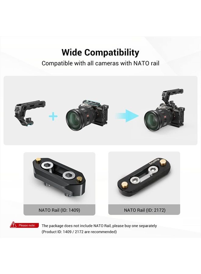 SMALLRIG SmallRig Lightweight NATO Top Handle, Quick Release NATO Grip for DSLR Camera Cage, Universal Top Handle with 5 Cold Shoe Adapters and NATO Clamp (Lite) - 3766 - Image 2