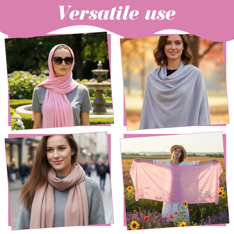 Lemecima 6 Pack Hijab Scarves for Women - Premium Polyester Long Head Jersey Hijab Scarf Wraps in 6 Solid Colors, Soft Muslim Scarf Shawl for All Season, 31.5 x 70.9 inches - Image 4