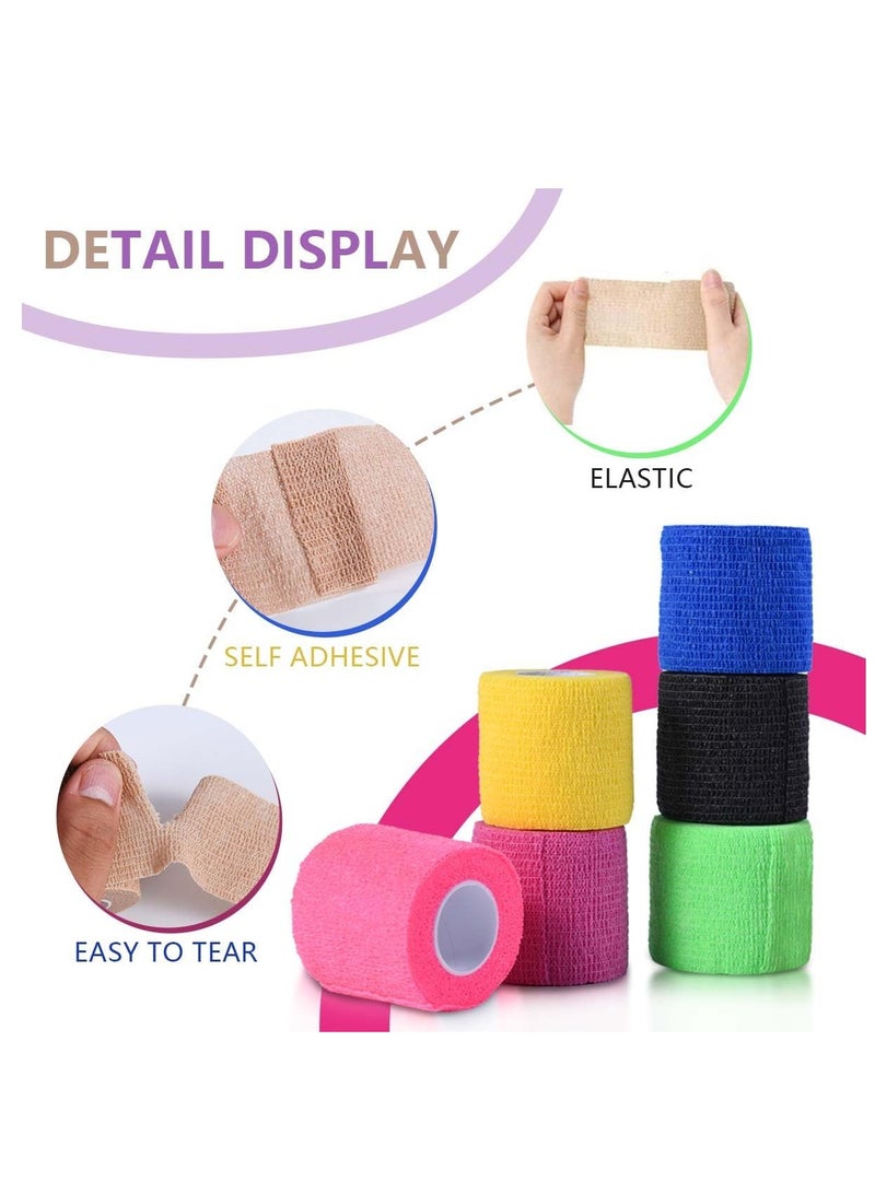 Generic Self Adhesive Bandage, Breathable Cohesive Bandage Wrap Rolls Elastic Self-Adherent Tape for Stretch Athletic, Sports, Wrist, Ankle and Swelling, Multi Color, 1pcs  - Image 2