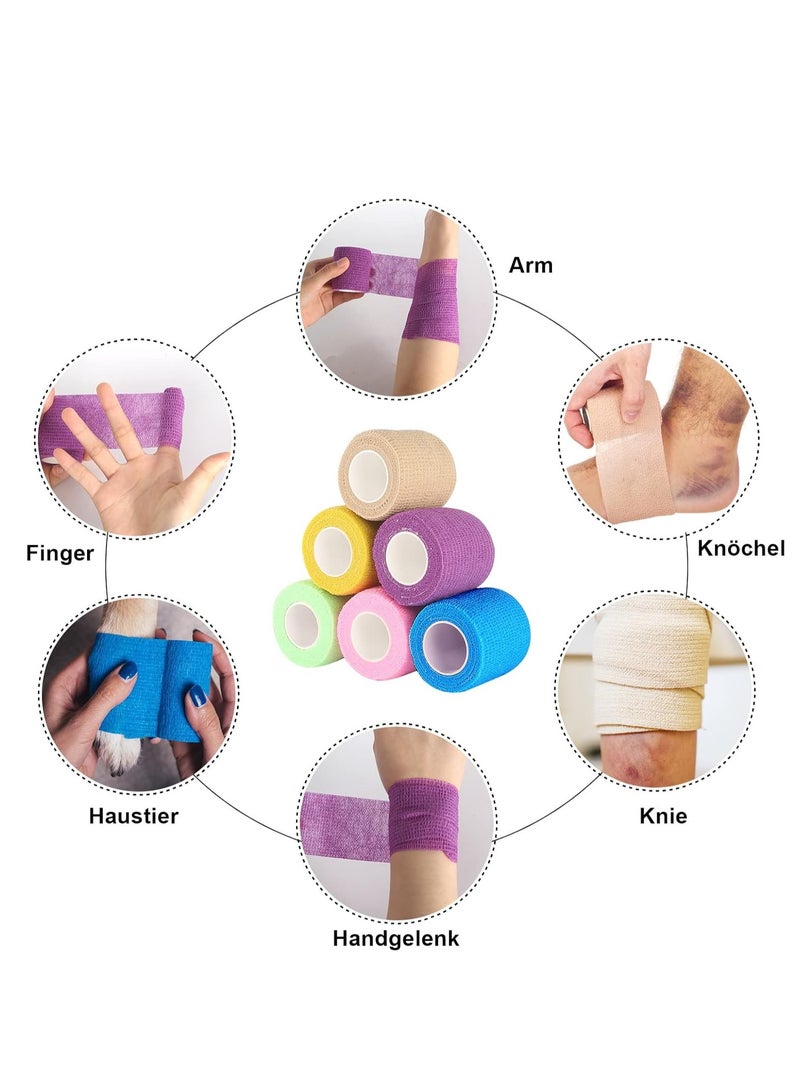 Generic Self Adhesive Bandage, Breathable Cohesive Bandage Wrap Rolls Elastic Self-Adherent Tape for Stretch Athletic, Sports, Wrist, Ankle and Swelling, Multi Color, 1pcs  - Image 5