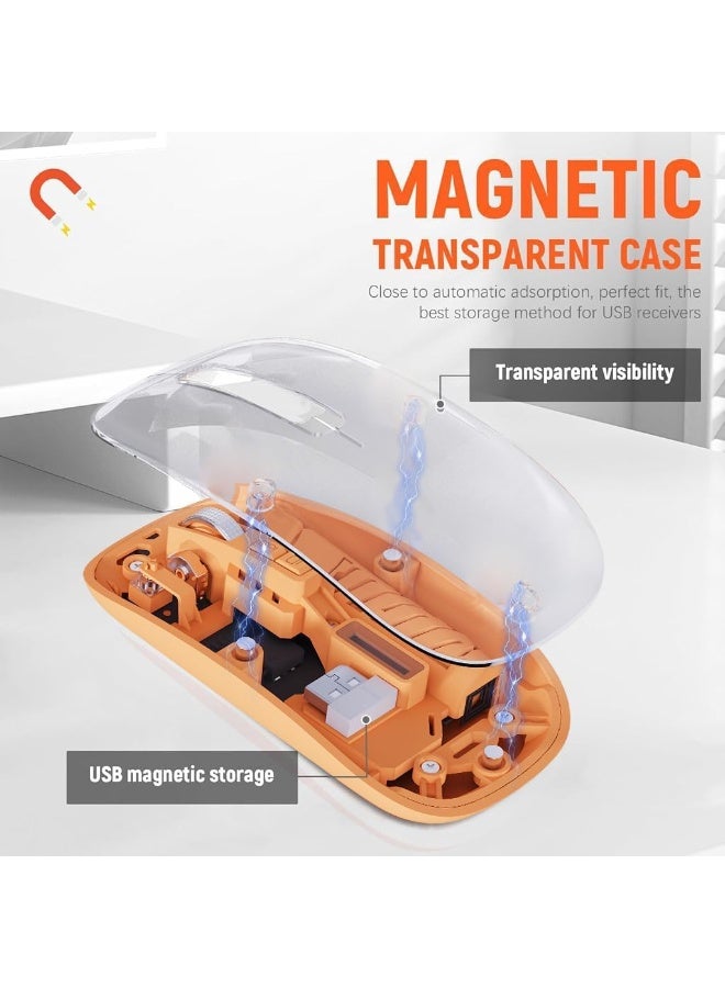 Rechargeable Wireless Bluetooth Transparent Mouse (BT5.2 + 2.5G-1600-DPI), USB Receiver, LED Battery Magic Slim for Noiseless Clicking, Multi-Device Pairing, Sensitivity Adjustment - Image 5
