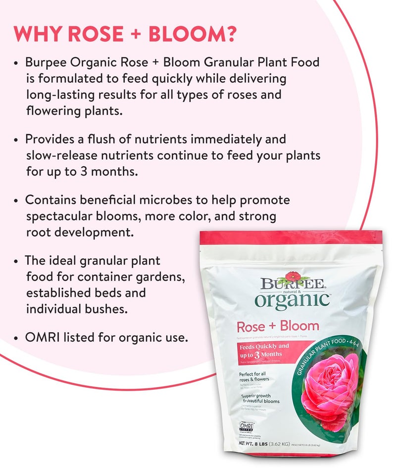 Burpee Organic Bloom Granular All-Natural Food for Roses and Flower Plants | Ideal for Container Gardens, Beds or Bushes, 4 lb, 4lb. Bag - Image 3