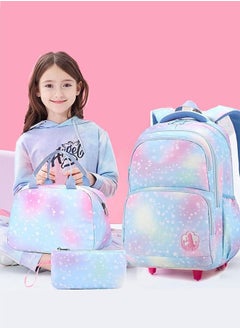 Generic Rolling Backpacks,3 Pcs School Bag Wheeled Large Capacity Children Travel Backpack Students Trolley Daypack  Elementary Durable Bookbag School Rolling Bag for Boys and Girls  - Image 4