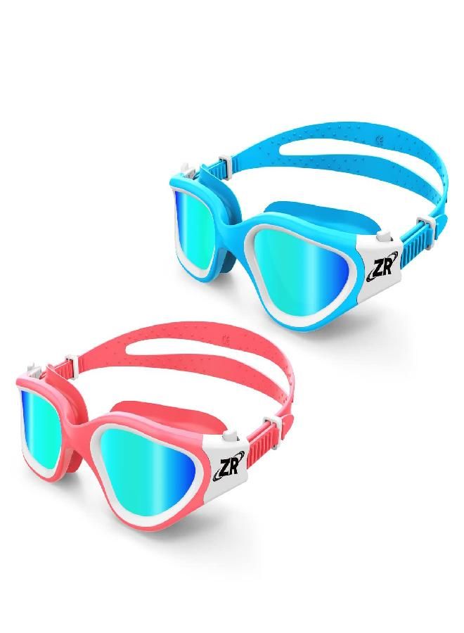ZIONOR ZIONOR Kids Swim Goggles, 2 Packs G1MINI Polarized Swimming Goggles for Girls and Boys, UV Protection Anti-Fog for Child and Youth （GoldLens+GoldLens）  - Image 1