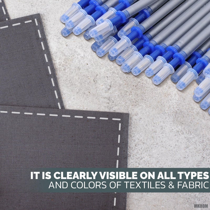 VIKROM 100-Piece Silver Fabric Pen Refills – 5.11" Fabric Markers for Sewing Erasable Ink | Safe for Most Fabrics | 0.03 Inches Fine Tip for Quilting, Tailoring, and Crafting - Image 4