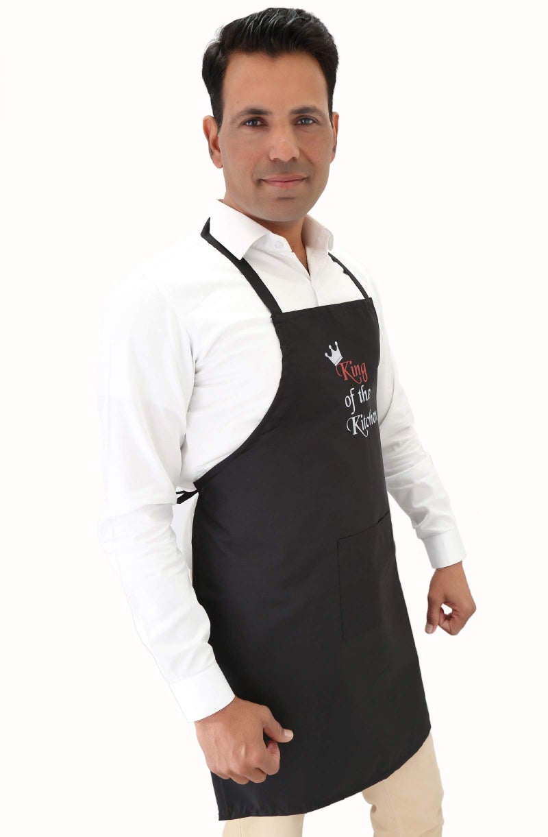 Switchon waterproof black text print chef's cooking apron with front pocket- free size - Image 4