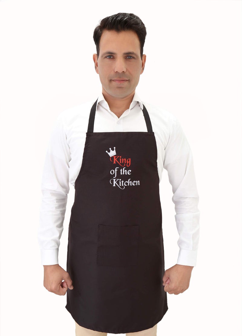Switchon waterproof black text print chef's cooking apron with front pocket- free size - Image 1