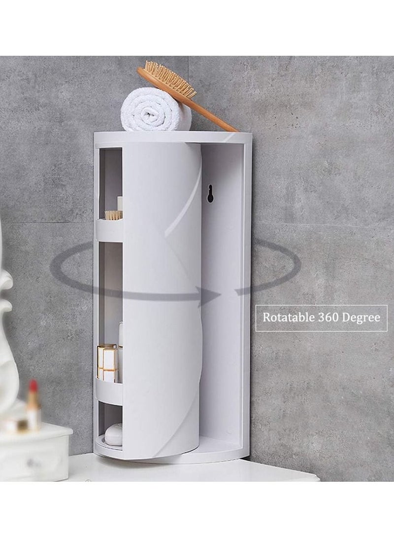 DubaiGallery Bathroom Rotating Triangle Storage Rack 360 Degree Rotating Multi-Function Organizer Plastic Triangle Shelf Dust-Proof Waterproof Corner Rack for Cabinet Bathroom Kitchen Bedroom  - Image 3