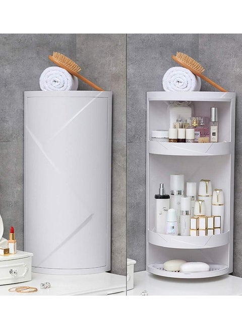 Bathroom Rotating Triangle Storage Rack 360 Degree Rotating Multi-Function Organizer Plastic Triangle Shelf Dust-Proof Waterproof Corner Rack for Cabinet Bathroom Kitchen Bedroom