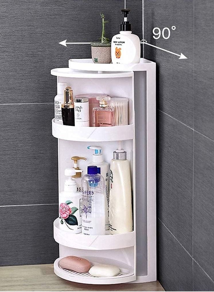 DubaiGallery Bathroom Rotating Triangle Storage Rack 360 Degree Rotating Multi-Function Organizer Plastic Triangle Shelf Dust-Proof Waterproof Corner Rack for Cabinet Bathroom Kitchen Bedroom  - Image 2