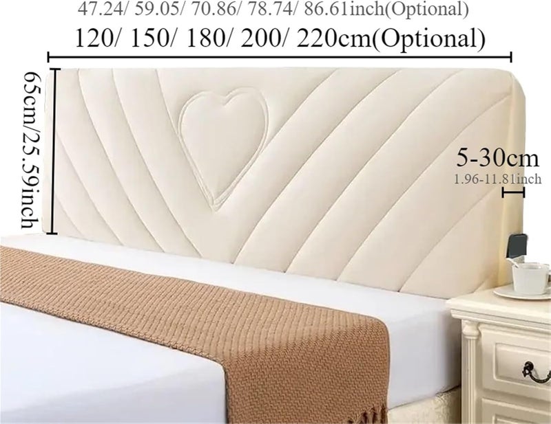 1PC All-Inclusive Plush Quilted Headboard Cover Thick Velvet Bed Head Backrest Soft Bedside Protector for Bedroom(Dark Grey,W120cm x H65cm) - Image 3