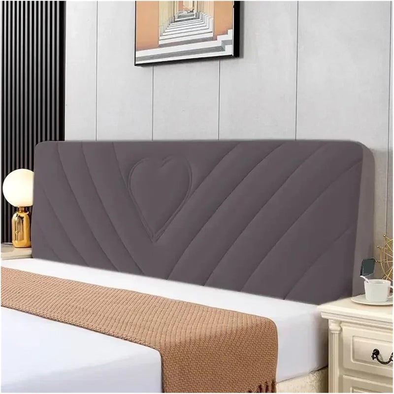 1PC All-Inclusive Plush Quilted Headboard Cover Thick Velvet Bed Head Backrest Soft Bedside Protector for Bedroom(Dark Grey,W120cm x H65cm) - Image 1