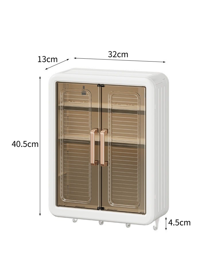 Old_Feller Bathroom Wall Cabinet Wall Mounted Bathroom Cabinet 3 Tier storage Cabinet with Doors Cupboard Organizer Over The Toilet Space for Bathroom Laundry Kitchen Living Room White Free Installation Tool - Image 2
