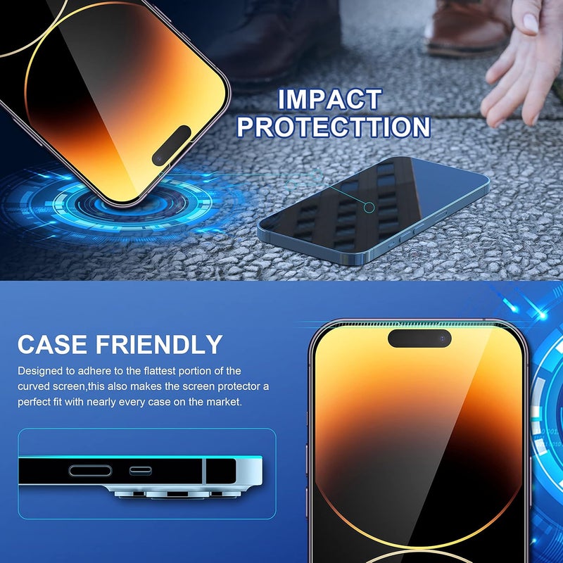 ImpactStrong 3-Pack Shatterproof Tempered Glass Screen Protector for iPhone 14 Pro Max [Easy Installation Frame] [Bubble Free] [9H Hardness] [Full Coverage] Case Friendly, 6.7 Inch - Image 3