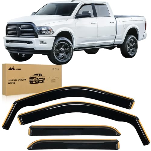 Nilight in Channel Rain Guards for Ram 1500 2009 2010 2011 2012 2013 2014 2015 2016 2017 2018 Crew Cab, 2019-2023 Ram 1500 Classic Body, Original Window Deflectors, Vent Window Visors-4PCS - Image 1