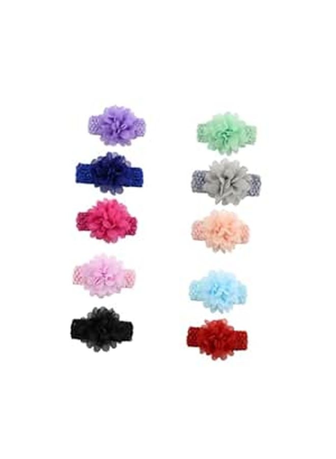 Soft Elastic Floral Hairbands 10pcs Adjustable Chiffon Headband Hair Accessories - Image 1