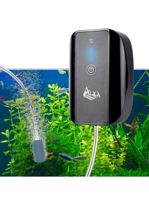 AQQA Aquarium Rechargeable Air Pump,Multifunctional Portable Energy Saving Power Quiet Oxygen Pump, One/Dual Outlets with Air Stone,Suitable for Indoors Power Outages Fishing