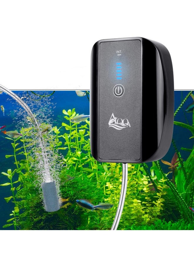 AQQA - AQQA Aquarium Rechargeable Air Pump,Multifunctional Portable Energy Saving Power Quiet Oxygen Pump, One/Dual Outlets with Air Stone,Suitable for Indoors Power Outages Fishing - Image 1