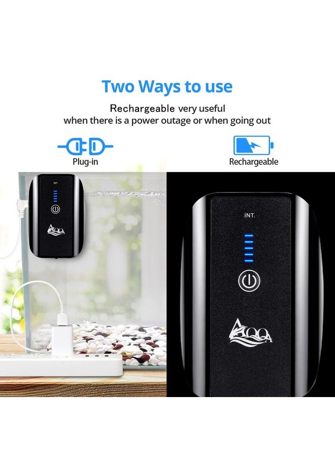 AQQA - AQQA Aquarium Rechargeable Air Pump,Multifunctional Portable Energy Saving Power Quiet Oxygen Pump, One/Dual Outlets with Air Stone,Suitable for Indoors Power Outages Fishing - Image 1