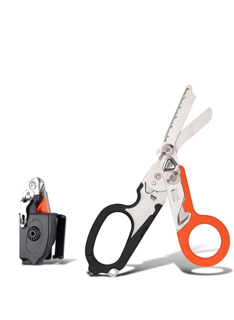 SOLARAE Trauma Shears, Emergency Response Shears, Stainless Steel Foldable Scissors Pliers, 6 in 1 Foldable Emergency Response Scissors, Outdoor Camping Rescue Scissors Tools - Image 1