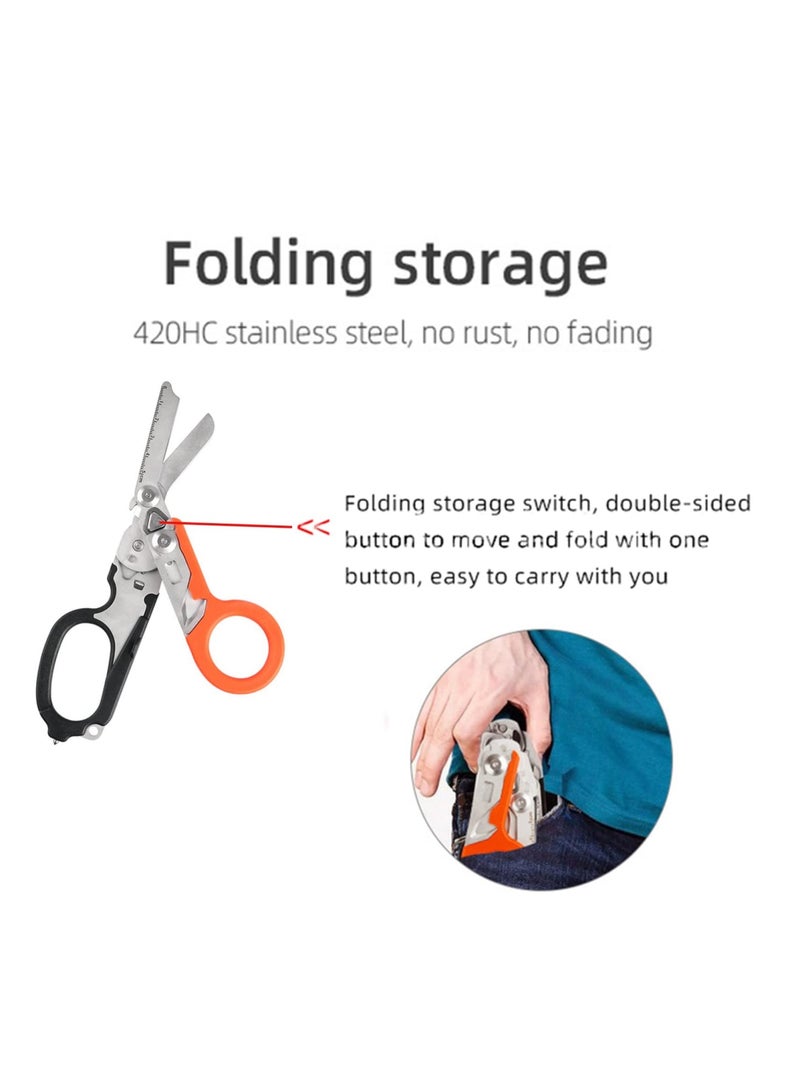 SOLARAE Trauma Shears, Emergency Response Shears, Stainless Steel Foldable Scissors Pliers, 6 in 1 Foldable Emergency Response Scissors, Outdoor Camping Rescue Scissors Tools - Image 2