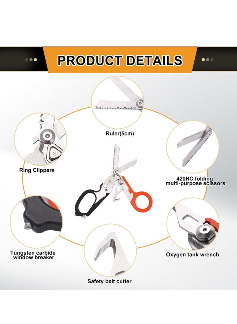 SOLARAE Trauma Shears, Emergency Response Shears, Stainless Steel Foldable Scissors Pliers, 6 in 1 Foldable Emergency Response Scissors, Outdoor Camping Rescue Scissors Tools - Image 3
