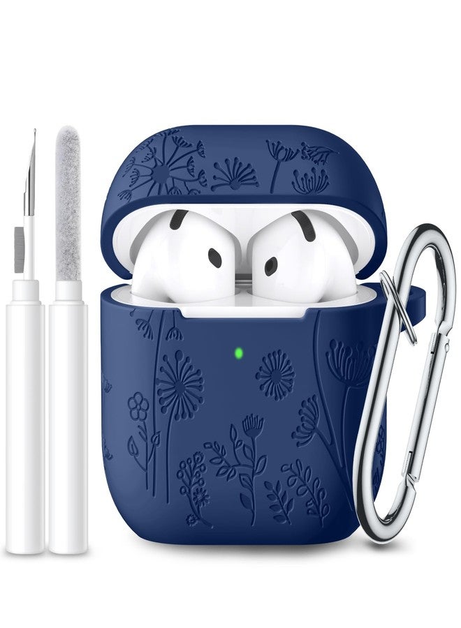 غطاء حماية لسماعات AirPods 4 من Lerobo مع طقم تنظيف، غطاء حماية كامل لطيف من السيليكون الناعم مع سلسلة مفاتيح، متوافق مع سماعات Apple AirPods 4 إصدار 2024، لون أزرق داكن - Image 1