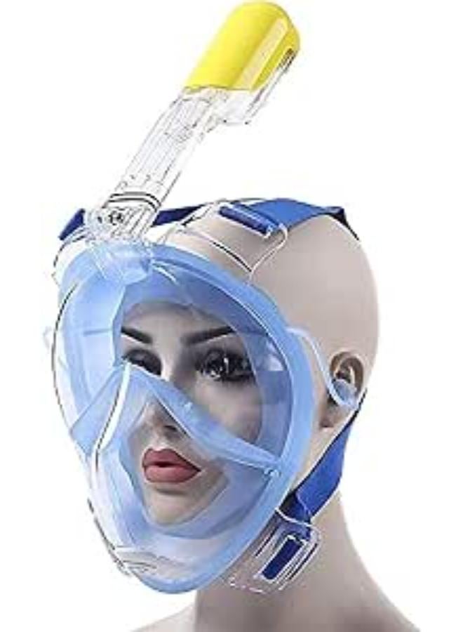 Generic 180 Panoramic View Full Face Snorkeling Mask Diving Underwater Swimming Compatible Snorkel Mask with Anti-Fog Easy Breathing and Anti-skid Ring Earplug for underwater Camera 