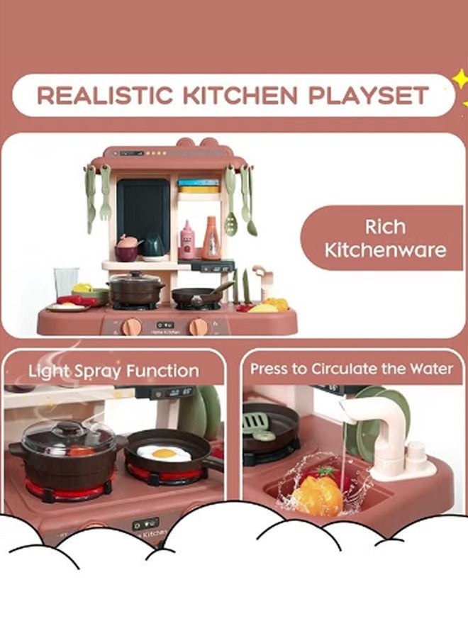 مجموعة لعب المطبخ 42 قطعة للأولاد والبنات ألعاب المطبخ مع أضواء وأصوات واقعية محاكاة الرذاذ واللعب بالوعة الطعام التظاهري مع مجموعة مطبخ صغيرة للأطفال الصغار ألعاب الطعام التظاهري - Image 3