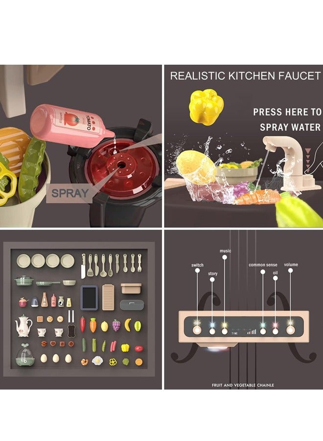 مجموعة لعب المطبخ 42 قطعة للأولاد والبنات ألعاب المطبخ مع أضواء وأصوات واقعية محاكاة الرذاذ واللعب بالوعة الطعام التظاهري مع مجموعة مطبخ صغيرة للأطفال الصغار ألعاب الطعام التظاهري - Image 5