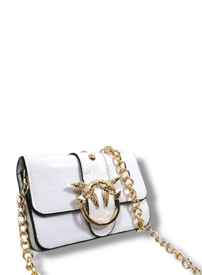 Mini women’s white Crossbody Bag with Elegant Design and Metallic Chain  - Image 1