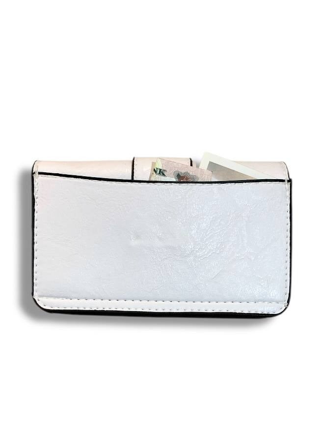 Mini women’s white Crossbody Bag with Elegant Design and Metallic Chain  - Image 3