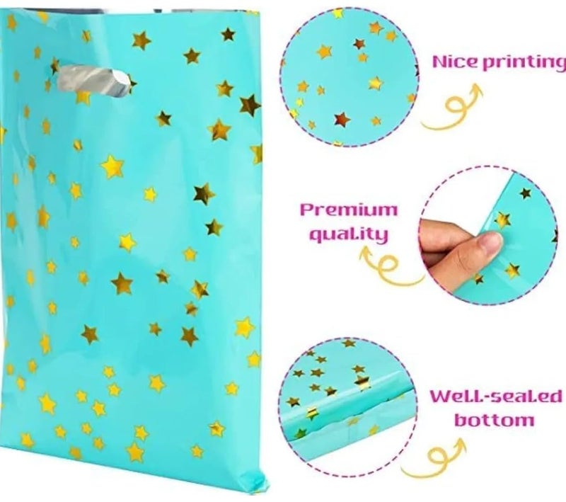 VRB Dec 48 قطعة أكياس هدايا فويل، أكياس هدايا للعودة لعيد ميلاد الأطفال، أكياس هدايا عيد ميلاد سعيدة للأولاد والبنات، أكياس هدايا ملونة (48 قطعة تصميم نجمة صغيرة) - Image 2