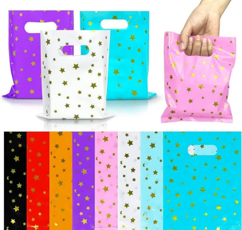 VRB Dec 48 قطعة أكياس هدايا فويل، أكياس هدايا للعودة لعيد ميلاد الأطفال، أكياس هدايا عيد ميلاد سعيدة للأولاد والبنات، أكياس هدايا ملونة (48 قطعة تصميم نجمة صغيرة) - Image 5