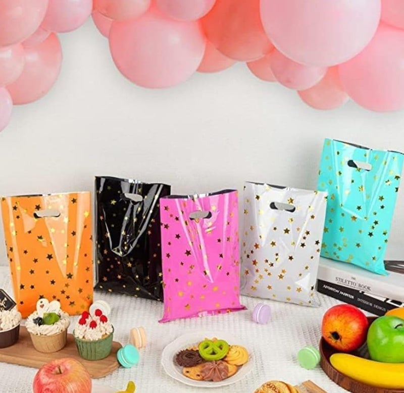 VRB Dec 48 قطعة أكياس هدايا فويل، أكياس هدايا للعودة لعيد ميلاد الأطفال، أكياس هدايا عيد ميلاد سعيدة للأولاد والبنات، أكياس هدايا ملونة (48 قطعة تصميم نجمة صغيرة) - Image 3