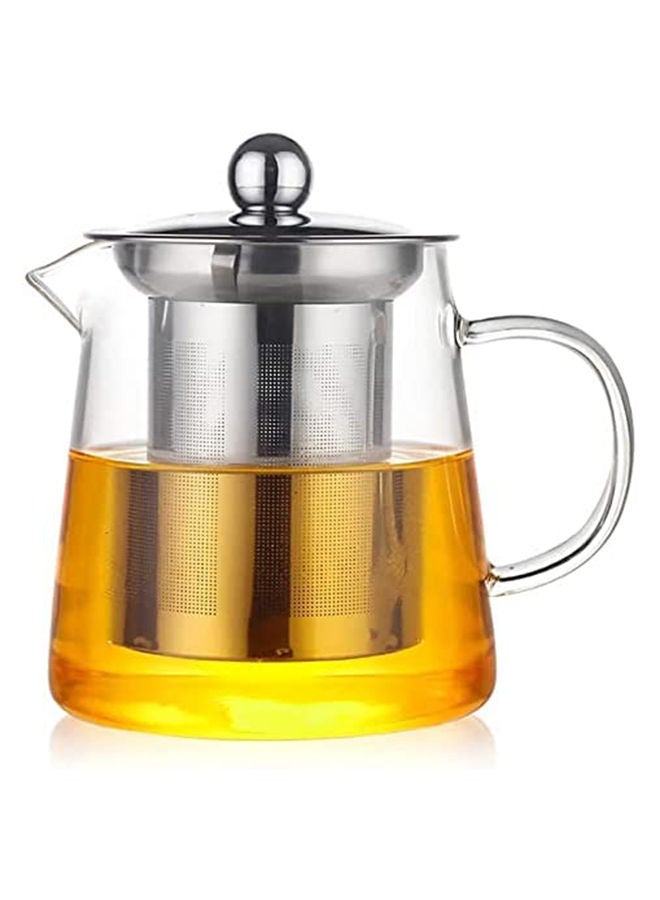 With Infuser Clear Glass Teapot,Tea Pot With Tea Strainers,Borosilicate Glass Teapot With Infusers For Loose Teaheat Resistant Loose Leaf Teapot,Stovetop Dishwasher Safe (750Ml/25Oz)