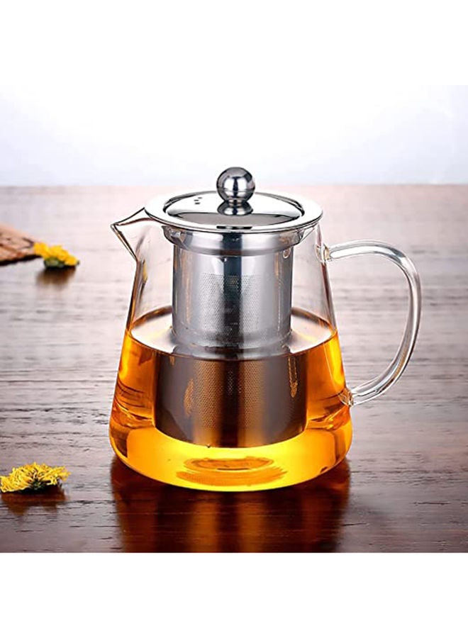 With Infuser Clear Glass Teapot,Tea Pot With Tea Strainers,Borosilicate Glass Teapot With Infusers For Loose Teaheat Resistant Loose Leaf Teapot,Stovetop Dishwasher Safe (750Ml/25Oz)