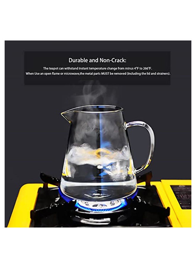 With Infuser Clear Glass Teapot,Tea Pot With Tea Strainers,Borosilicate Glass Teapot With Infusers For Loose Teaheat Resistant Loose Leaf Teapot,Stovetop Dishwasher Safe (750Ml/25Oz)
