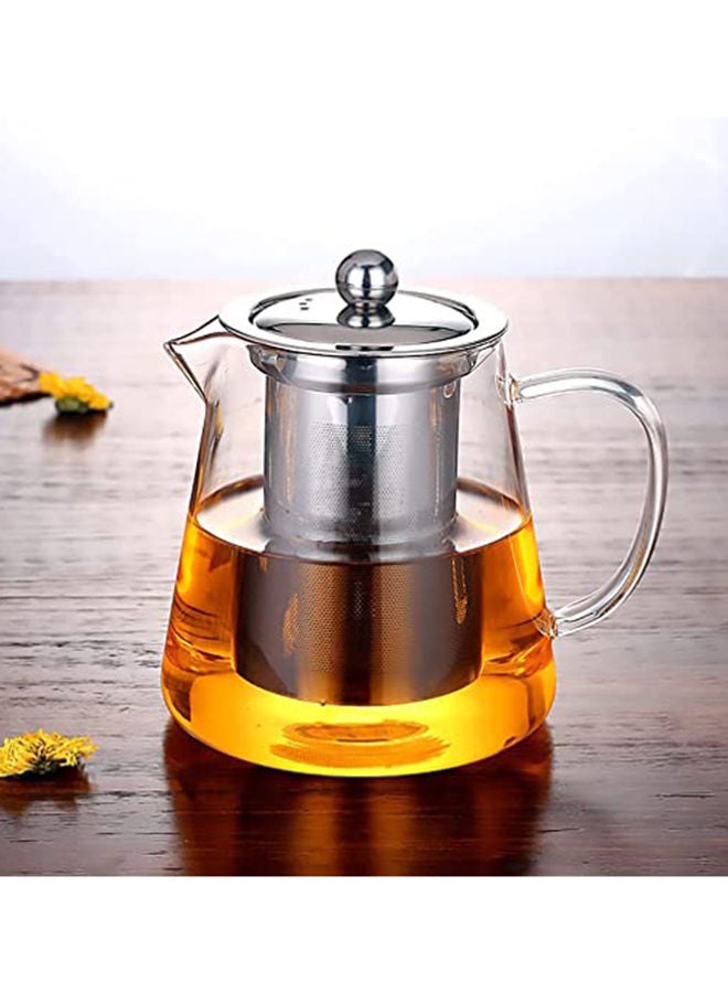 With Infuser Clear Glass Teapot,Tea Pot With Tea Strainers,Borosilicate Glass Teapot With Infusers For Loose Teaheat Resistant Loose Leaf Teapot,Stovetop Dishwasher Safe (750Ml/25Oz)