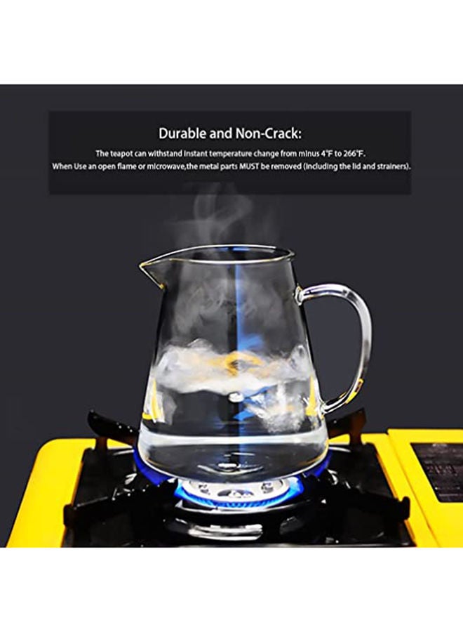 With Infuser Clear Glass Teapot,Tea Pot With Tea Strainers,Borosilicate Glass Teapot With Infusers For Loose Teaheat Resistant Loose Leaf Teapot,Stovetop Dishwasher Safe (750Ml/25Oz)