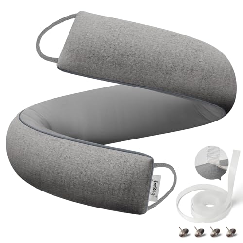 fowong Door Draft Stopper 30 Inch Weighted Under Door Noise Stopper Soundproofing Draft Guard Wind Blocker with Hook Tapes for Easy Install, Grey - Image 1