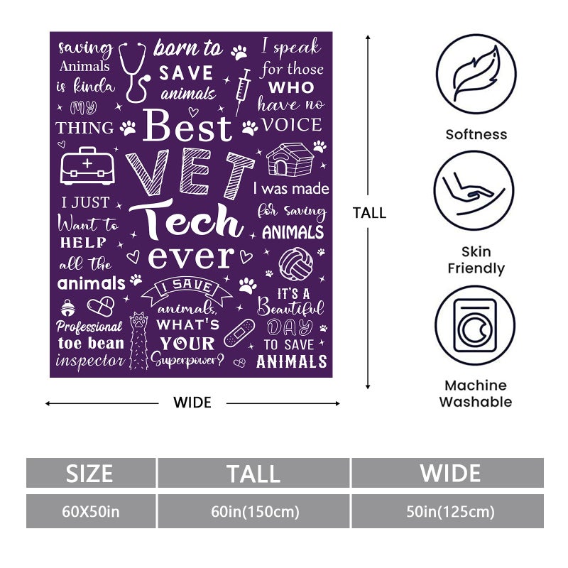 Mosslink Vet Tech Gifts  Vet Tech Week Gifts Bulk  Veterinary Gifts for Women  Vet Tech Appreciation Gifts  Veterinary Technician Gift  Christmas Birthday Gifts for Veterinary Throw Blanket 60""X50"" - Image 2