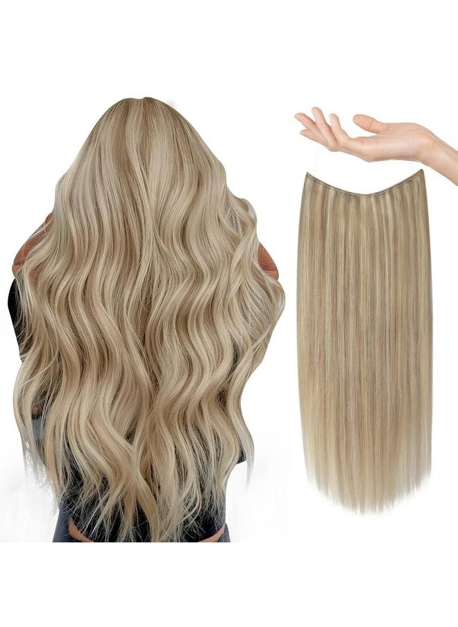 Sunny Hair Sunny Blonde Hair Extensions Real Human Hair Wire Hair Extensions Blonde Secret Hair Extensions Human Hair Fish Line Hair Extensions Dark Ash Blonde Highlights Golden Blonde Hair Extensions 14inch 80g  - Image 1