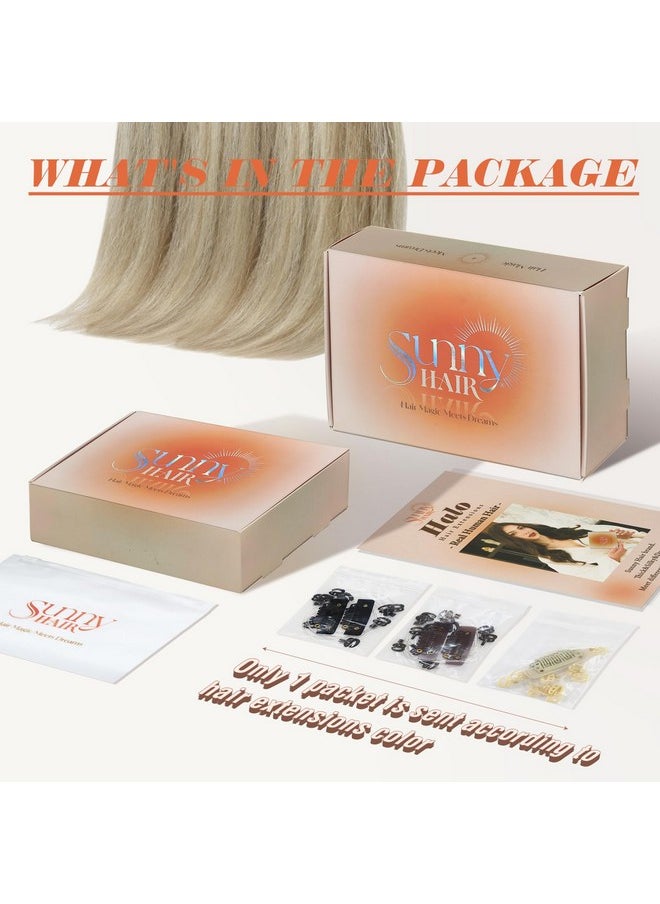 Sunny Hair Sunny Blonde Hair Extensions Real Human Hair Wire Hair Extensions Blonde Secret Hair Extensions Human Hair Fish Line Hair Extensions Dark Ash Blonde Highlights Golden Blonde Hair Extensions 14inch 80g  - Image 2