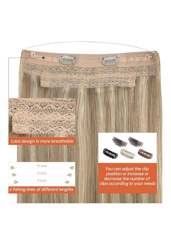 Sunny Hair Sunny Blonde Hair Extensions Real Human Hair Wire Hair Extensions Blonde Secret Hair Extensions Human Hair Fish Line Hair Extensions Dark Ash Blonde Highlights Golden Blonde Hair Extensions 14inch 80g  - Image 4