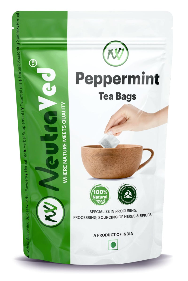NeutraVed Peppermint Tea - 40 Tea Bags | Pure Mint Tea Bags | Caffeine-Free Herbal Tea | Reusable Zipper Pouch | Pack of 1 - Image 1