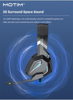 Motim Gaming Headset, PS5 / Xbox Headset, Noise Cancelling Flexible Voice Mic RGB Light, Surround Sound, Memory Earmuffs for PC PS5 PS4 Xbox Series X/S Xbox one Switch  - Image 4