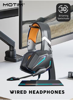 Motim Gaming Headset, PS5 / Xbox Headset, Noise Cancelling Flexible Voice Mic RGB Light, Surround Sound, Memory Earmuffs for PC PS5 PS4 Xbox Series X/S Xbox one Switch  - Image 1