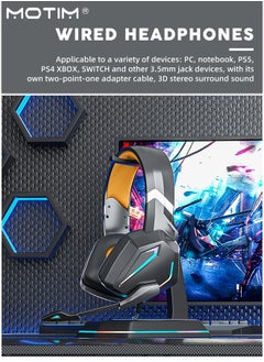 Motim Gaming Headset, PS5 / Xbox Headset, Noise Cancelling Flexible Voice Mic RGB Light, Surround Sound, Memory Earmuffs for PC PS5 PS4 Xbox Series X/S Xbox one Switch  - Image 3